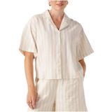 Selected Femme - Slfluisa Blouse - Beige - Korte Mouwen - Luchtige Stof