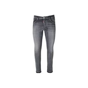 Dsquared2 Slim Fit Cropped Zwarte Jeans , Black , Heren , Maat: S