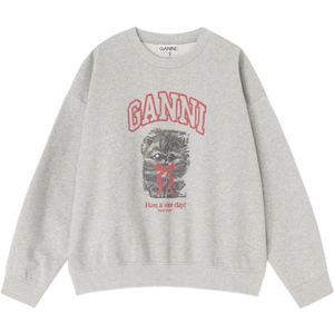 Ganni, Dames, Sweatshirts & Hoodies, Grijs, Maat: 2XS