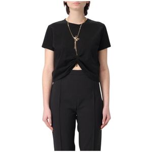 Elisabetta Franchi - Ketting T-shirt - Zwart - Katoen - Afneembare Ketting