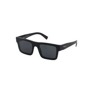 Prada Zwarte Rechthoekige Zonnebril , Black , Heren , Maat: 55 MM