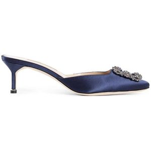 Manolo Blahnik, Dames, Schoenen, Blauw, Maat: 35 EU Satijn,