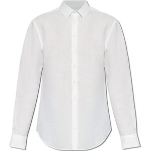 Giorgio Armani, Heren, Overhemden, Wit, Maat: 2XL Linnen,