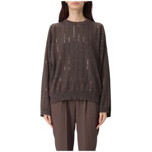Brunello Cucinelli, Dames, Truien, Bruin, Maat: S