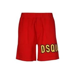 Dsquared2 Rode Katoenen Shorts Ss22 , Red , Heren , Maat: XS