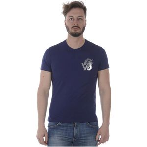 Versace Jeans Couture, Heren, Tops, Blauw, Maat: 2XL Katoen,