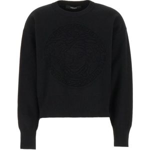 Versace, Dames, Truien, Zwart, Maat: 2XS Zijde,