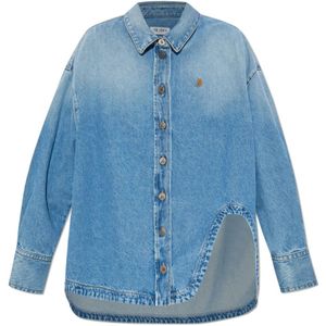 The Attico, Dames, Blouses & Shirts, Blauw, Maat: 3XS Denim,