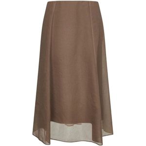 Brunello Cucinelli, Dames, Rokken, Bruin, Maat: S Chiffon,