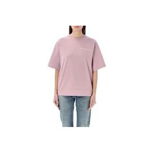 Moncler Roze T-Shirt met Ronde Hals , Pink , Dames , Maat: M