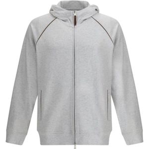 Brunello Cucinelli, Heren, Sweatshirts & Hoodies, Grijs, Maat: L Katoen,