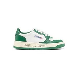 Autry Wit Groene Sneakers Paneel Ontwerp , Green , Dames , Maat: 37 EU