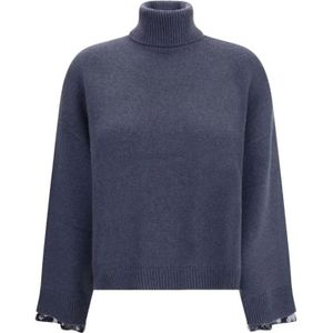 Brunello Cucinelli, Dames, Truien, Blauw, Maat: M Fleece,