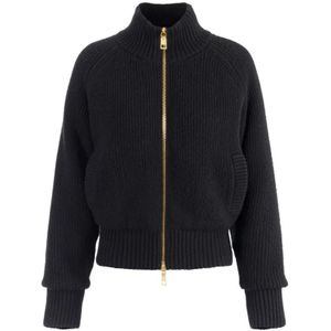 Elisabetta Franchi, Dames, Truien, Zwart, Maat: S Wol,