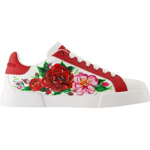 Dolce & Gabbana - Witte Leren Sneakers - Veelkleurig - Strobel Stijl