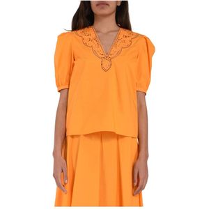 Twinset, Dames, Blouses & Shirts, Oranje, Maat: M Katoen,