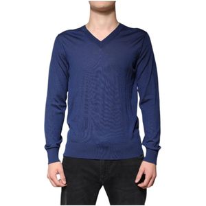 Dolce & Gabbana - V-Neck Sweater Classic Knit - Navy Blue - Cashmere