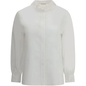 Saint Laurent, Dames, Blouses & Shirts, Wit, Maat: 3XS Katoen,
