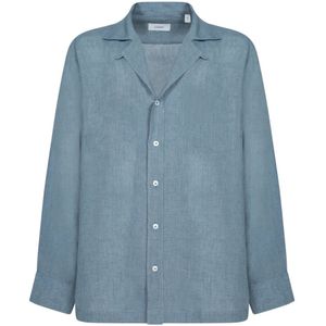 Lardini, Heren, Overhemden, Blauw, Maat: 4XL Linnen,