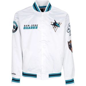 Mitchell & Ness, Heren, Jassen, Wit, Maat: M Satijn,