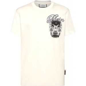 Philipp Plein, Heren, Tops, Wit, Maat: M Katoen,