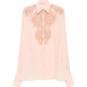 Ermanno Scervino, Dames, Blouses & Shirts, Roze, Maat: M Zijde,