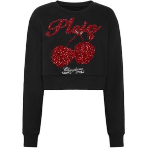 Philipp Plein, Dames, Sweatshirts & Hoodies, Zwart, Maat: M Katoen,