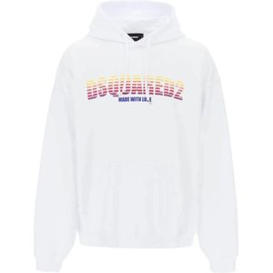 Dsquared2, Heren, Sweatshirts & Hoodies, Wit, Maat: M Katoen,
