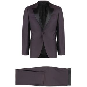 Emporio Armani, Heren, Pakken, Paars, Maat: M Wol,