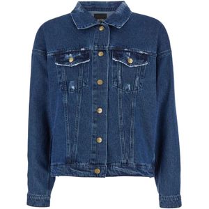 Cultura, Heren, Jassen, Blauw, Maat: M Denim,
