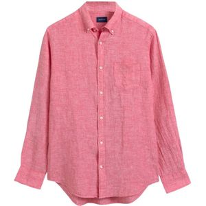 Gant, Heren, Overhemden, Roze, Maat: 2XL Linnen,
