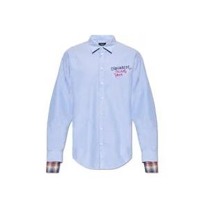 Dsquared2 Shirt met logo , Blue , Heren , Maat: XL