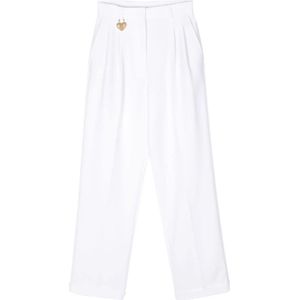 Moschino, Dames, Broeken, Wit, Maat: S Leer,