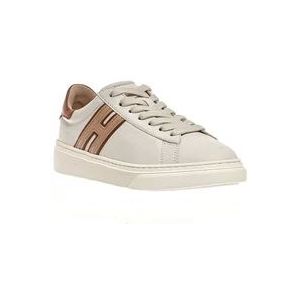 Hogan Leren Boter en Leren Cassetta Sneakers - Maat 36 , White , Dames , Maat: 39 EU