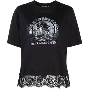 Dsquared2, Heren, Tops, Zwart, Maat: S