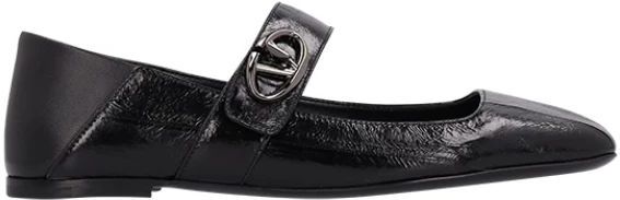 Valentino Garavani - Vlogo Locker Ballerina's - Zwart - Leer