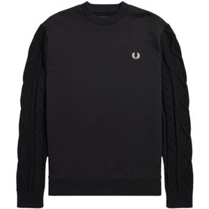 Fred Perry, Heren, Sweatshirts & Hoodies, Zwart, Maat: M Poliester,