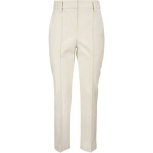 Brunello Cucinelli, Dames, Broeken, Beige, Maat: XS Leer,