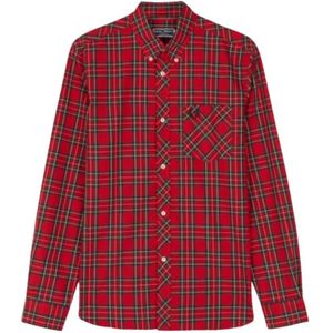 Fred Perry, Heren, Overhemden, Rood, Maat: S Katoen,