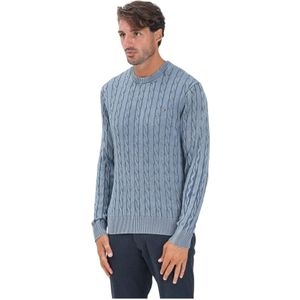 Tommy Hilfiger - Vintage Blauwe Crewneck Sweater - Heren - Katoen