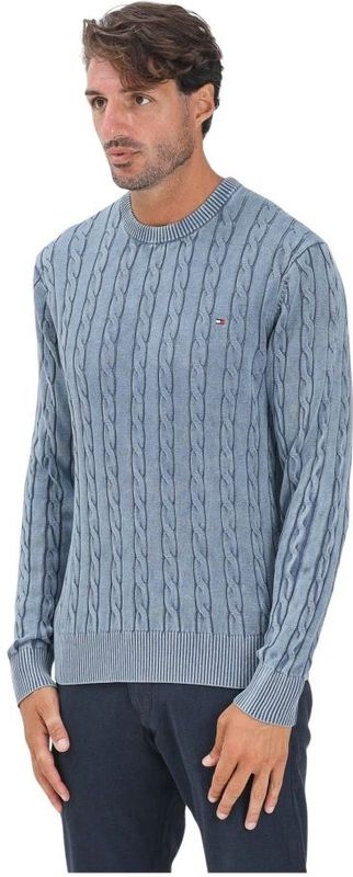 Tommy Hilfiger - Vintage Blauwe Crewneck Sweater - Heren - Katoen