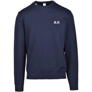 Sun68, Heren, Sweatshirts & Hoodies, Blauw, Maat: 3XL Katoen,