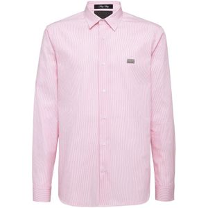 Philipp Plein, Heren, Overhemden, Roze, Maat: S Katoen,