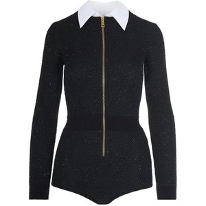 Elisabetta Franchi, Dames, Tops, Zwart, Maat: M Wol,