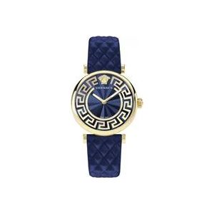 Versace Lady Leren Horloge Blauw , Blue , Dames , Maat: ONE Size