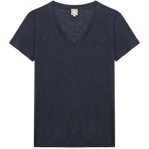 Ines de la Fressange Paris, Dames, Tops, Blauw, Maat: XS Linnen,