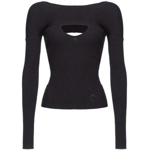 Pinko, Dames, Truien, Zwart, Maat: M Viscose,