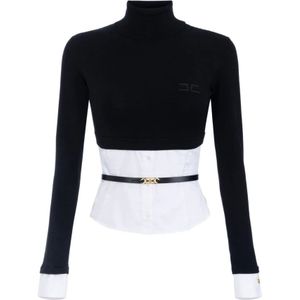 Elisabetta Franchi, Dames, Truien, Zwart, Maat: 2XL