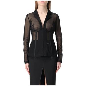 Elisabetta Franchi, Dames, Blouses & Shirts, Zwart, Maat: L