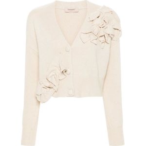 Twinset Bloemenapplicatie Trui , White , Dames , Maat: XS